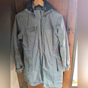 REI Womens Gray Hooded Rain Jacket